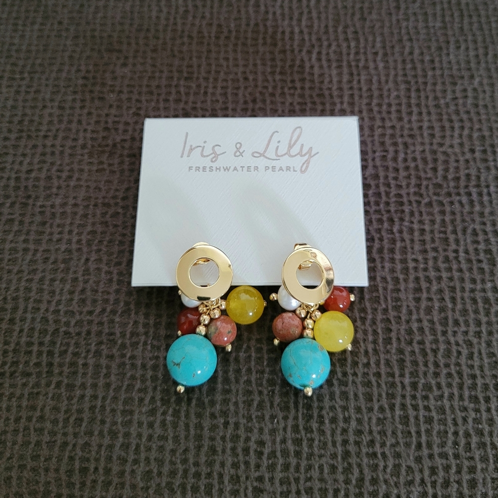 Iris & Lily Cluster Dangle Earrings - Picture 10 of 12